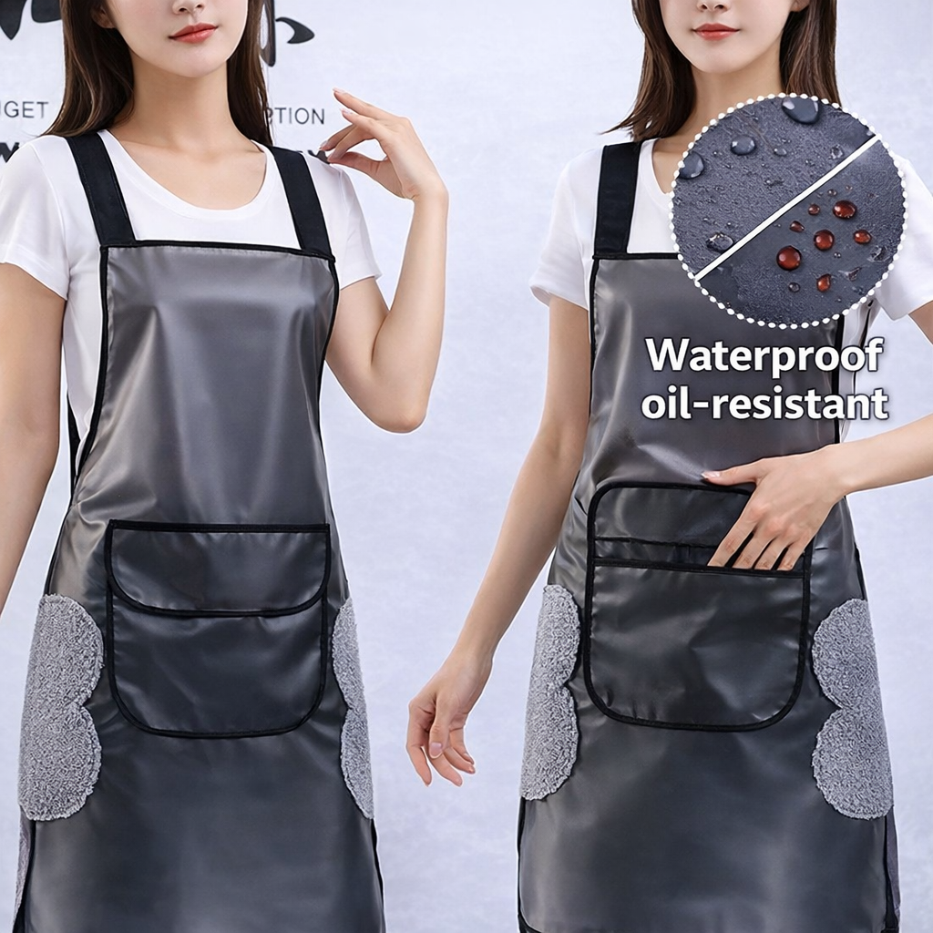 Adjustable Waterproof PVC Kitchen Apron with Pocket – Oil & Stain Resistant
