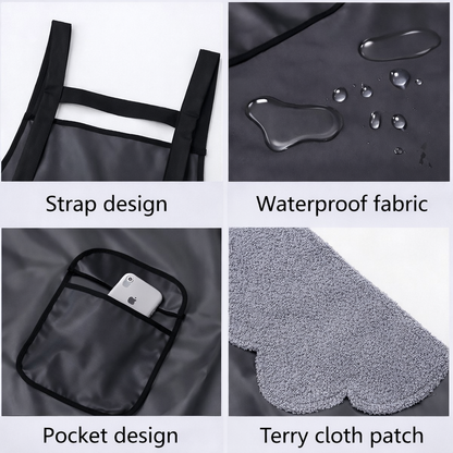 Adjustable Waterproof PVC Kitchen Apron with Pocket – Oil & Stain Resistant